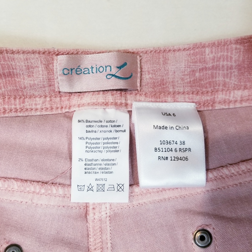 Creation L Rose Print Skinny Pants Jeans - Size 6 - Picture 6 of 6